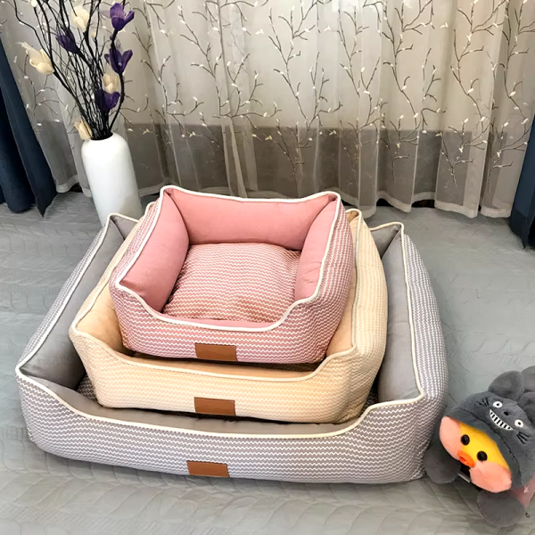 Cama Rectangular para Mascotas, lavable con cojinería extraíble